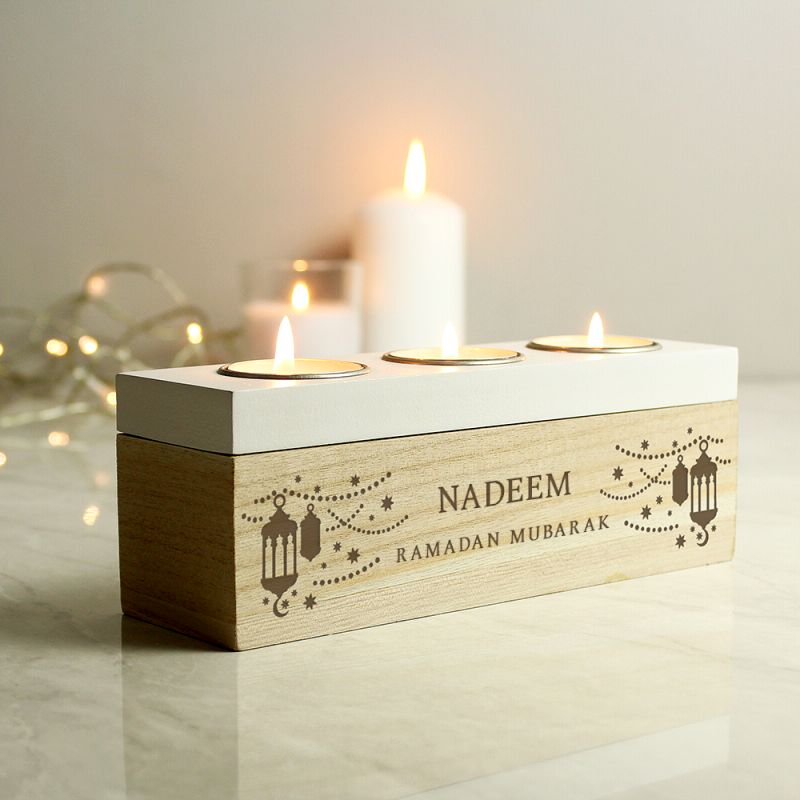 Personalised Ramadan Mubarak Triple Tealight Holder