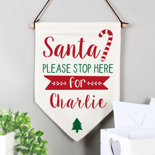 Personalised Santa Please Stop Here Banner