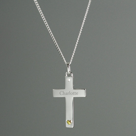 Personalised Sterling Silver Cross Necklace