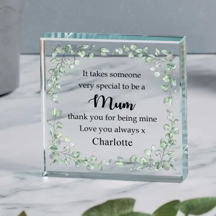 Personalised Special Mum Glass Keepsake Token