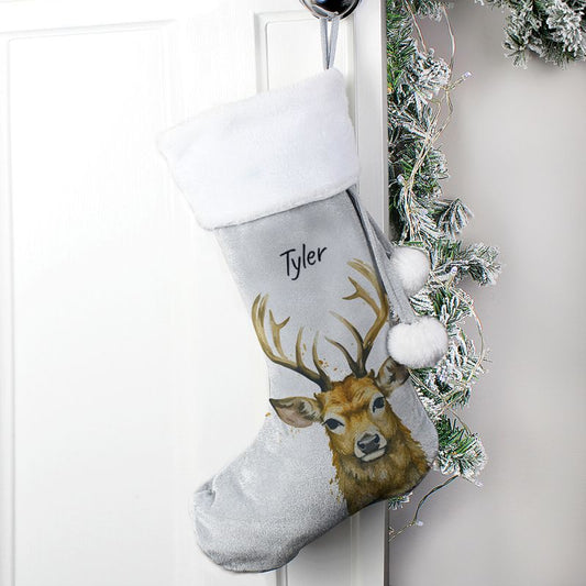 Pesonalised Stag Design Christmas Stocking