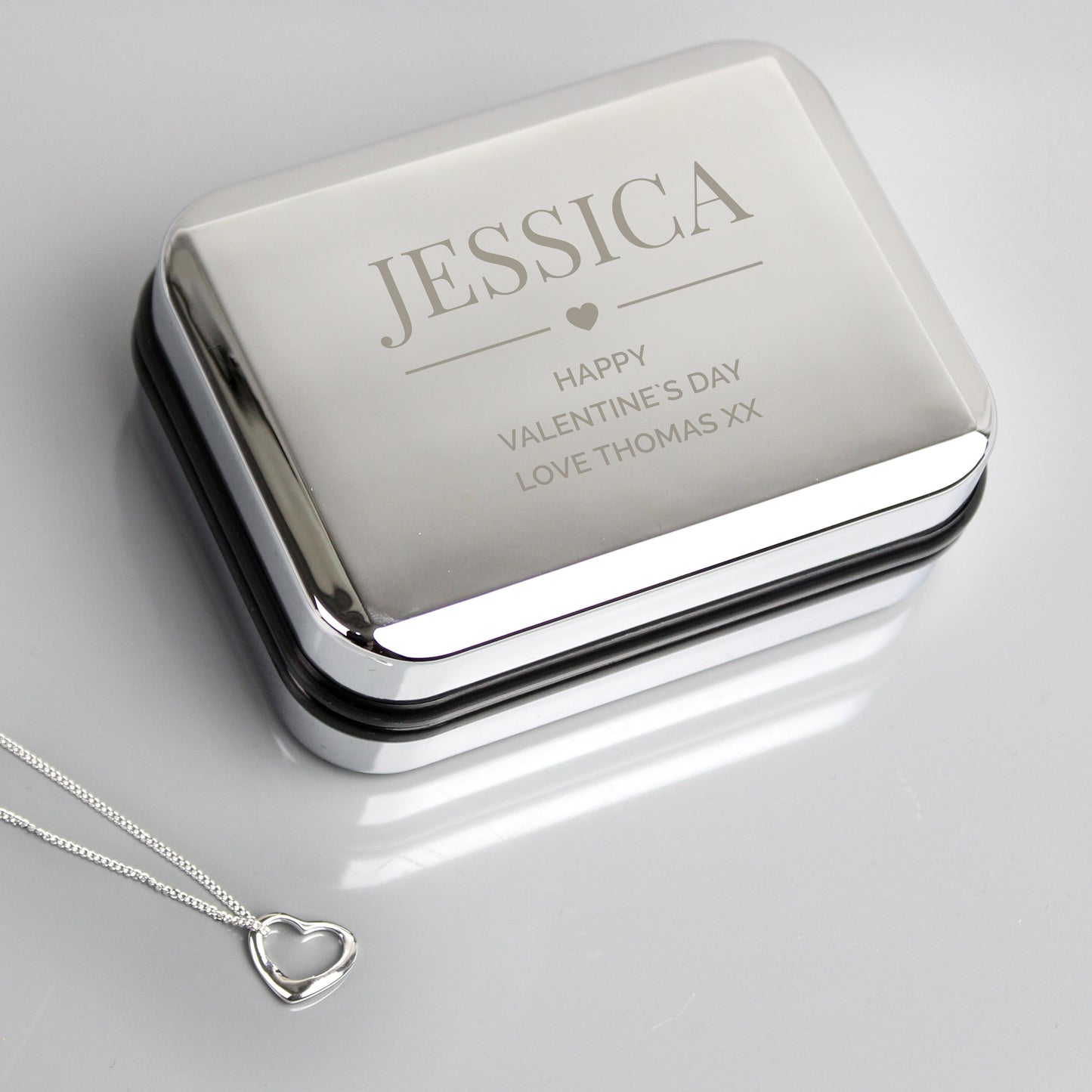 Sterling Silver Heart Necklace In Personalised Box