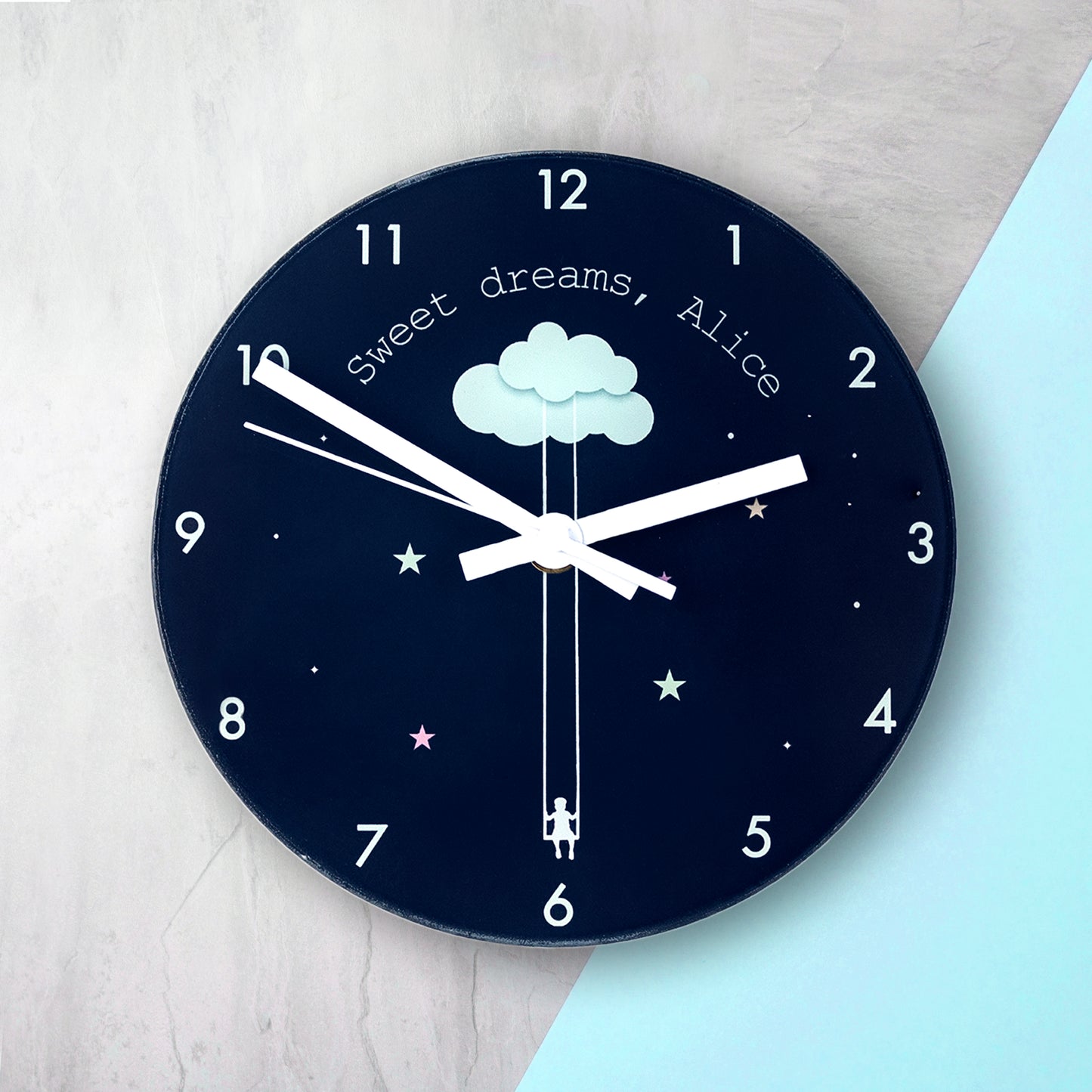 Personalised Sweet Dreams Glass Wall Clock