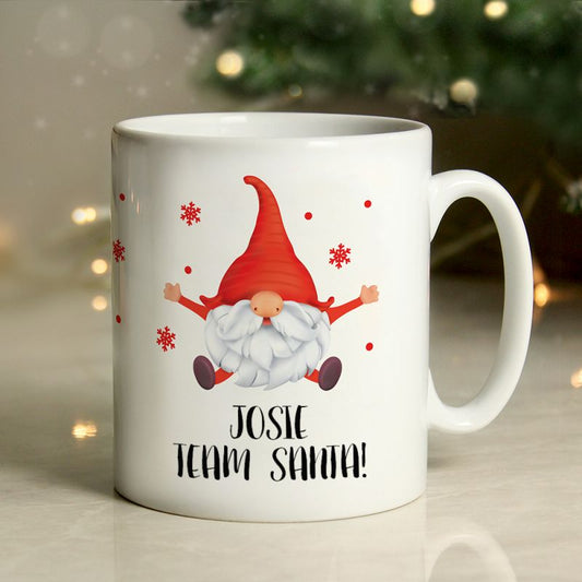 Personalised Red Gonk Team Santa Christmas Mug