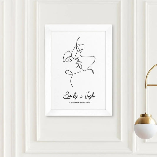 Personalised First Kiss Framed Sketch Art Print