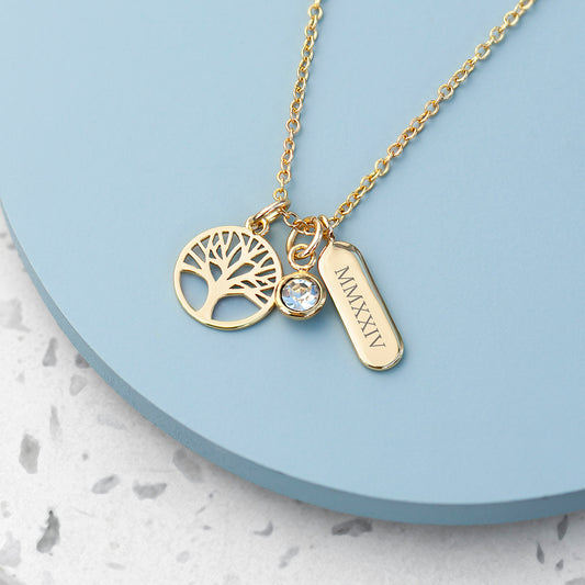 Personalised Tree Of Life Multi Charms Necklace