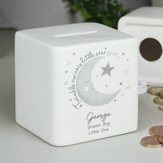 Personalised Twinkle Twinkle Ceramic Square Money Box