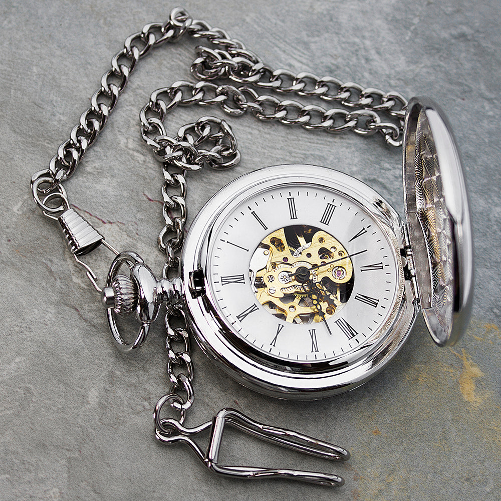 Personalised Silver Plated Heritage Pocket Watch