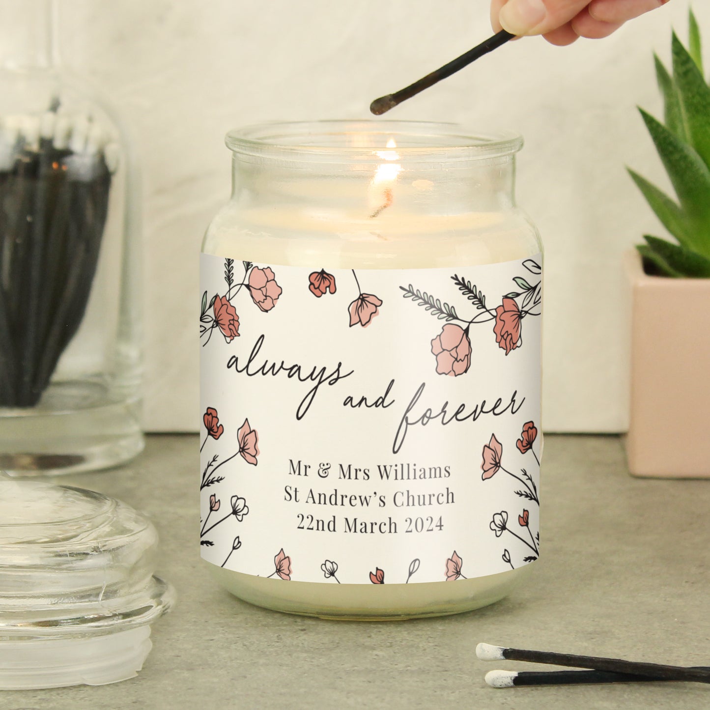 Personalised Always & Forever French Vanilla Scented Jar Candle