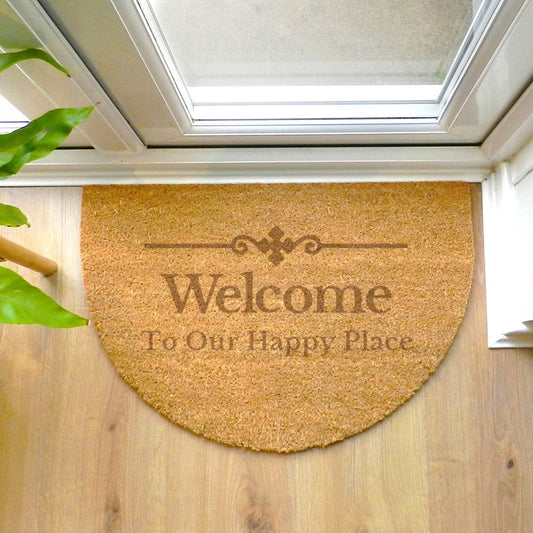 Personalised Ornate Half Moon Indoor Coir Doormat