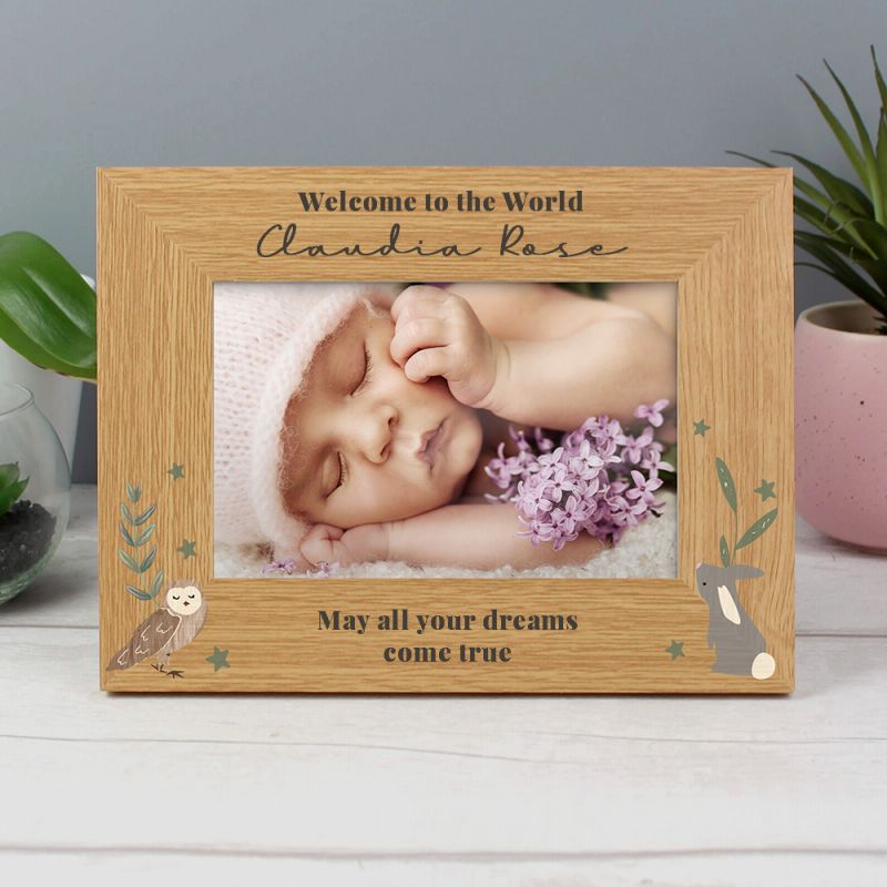 Personalised Welcome To The World Woden Photo Frame