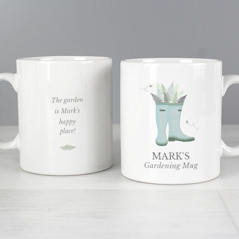 Personalised Blue Wellies Mug