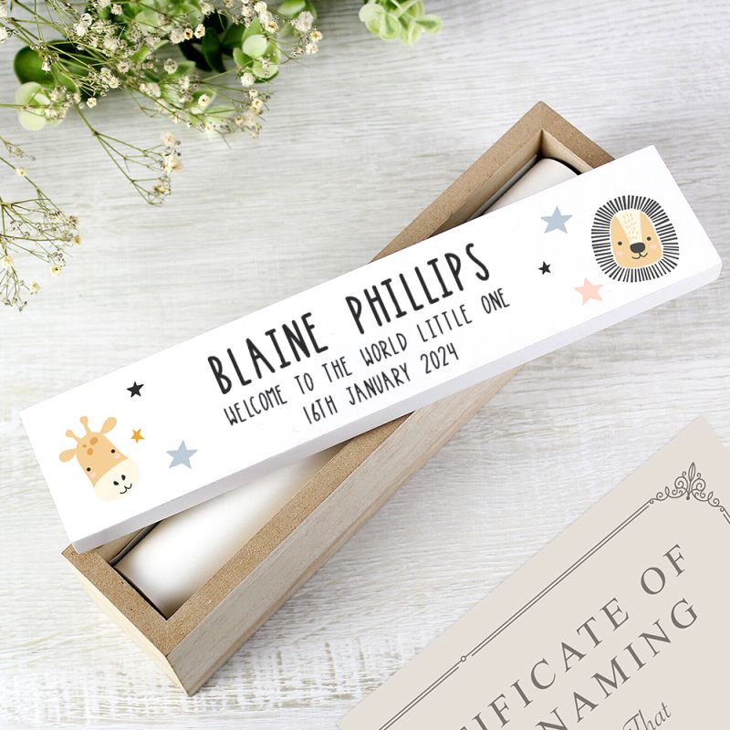 Personalised Wooden Birth Certificate Holder