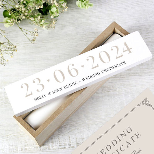 Personalised Wooden Wedding Certificate Holder