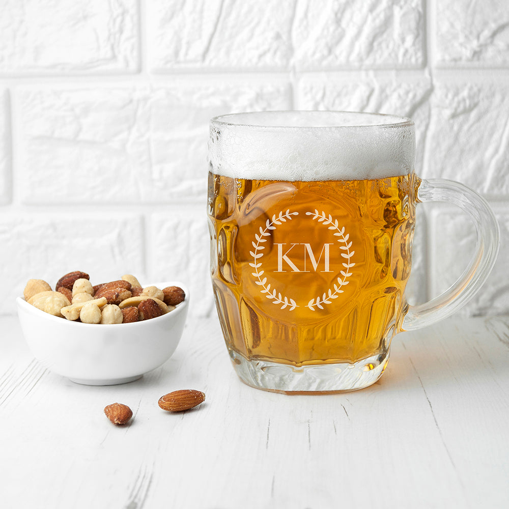 Personalised Dimpled Traditional Beer Glass