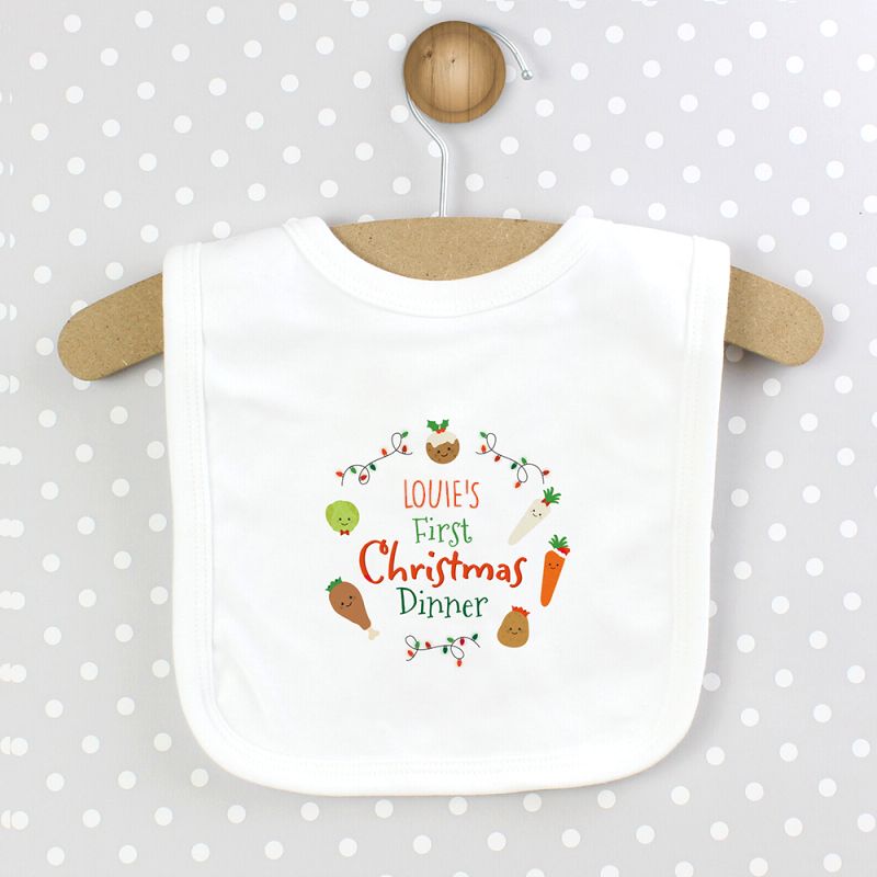 Personalised 'First Christmas Dinner' Bib